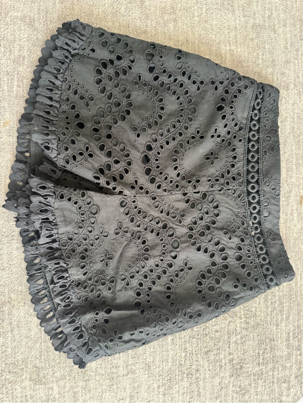 Topshop Black Eyelet High-Waist Shorts